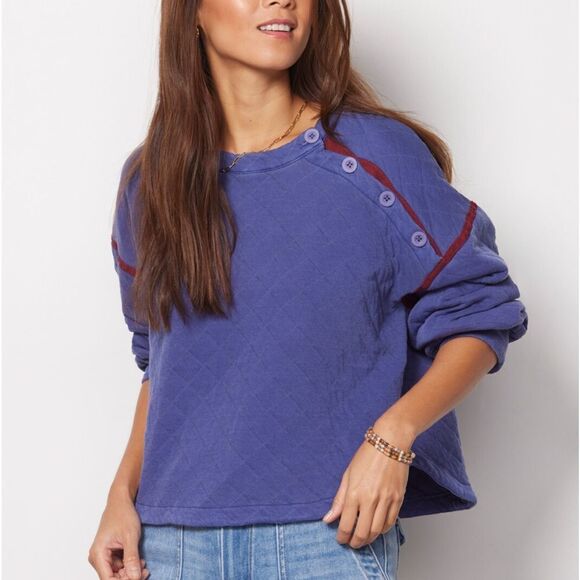 Sundry Quilted Pullover Pigmentmoonlight Sz S NWT - Picture 5 of 8